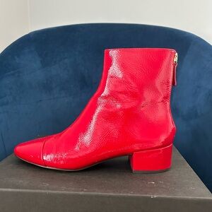 Jcrew cap toe bootie brick red crinkle patent leather 7 style J9989